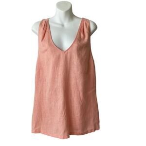 Tommy‎ Bahama Linen Tank Top Women Size S Salmon Pink Drawstring Tie Back Beach